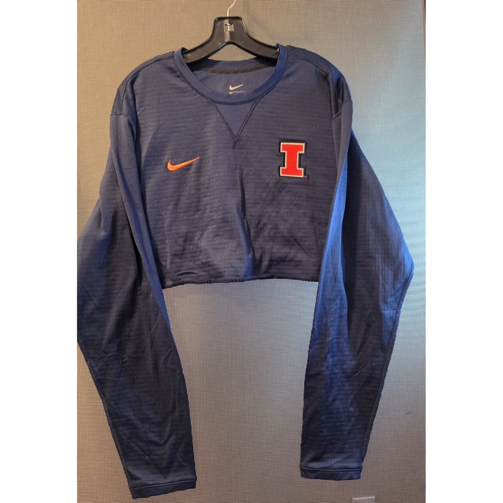Nike Illinois Fighting Illini Therma-FIT ADV Crewneck Sweatshirt Navy Men's...